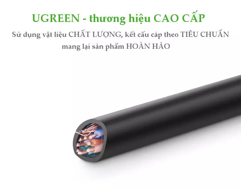 Ugreen 11253 Cáp mạng STP Cat5e dài 100m chính hãng 24AWG cao cấp